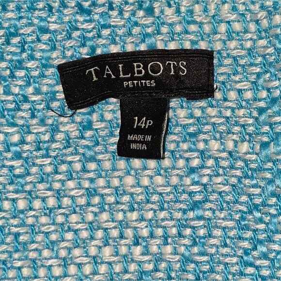 Talbots Blue Tweed Sleeveless Sheath Dress Size 14 P Petite - Picture 9 of 9